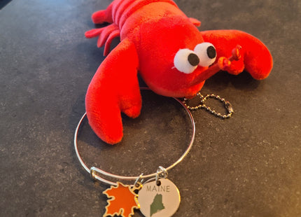 Stuffed Lobster and double Pendant Bangle Bracelet