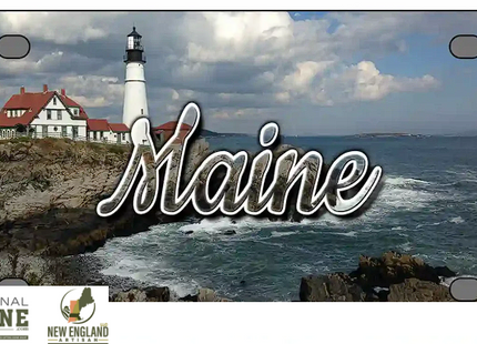 Maine Lobster Novelty Metal License Plate. (Lighthouse)