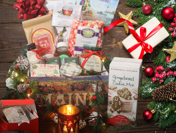 <h2><strong>Current Gift Box:  </strong></h2><h2><strong>Maine WINTER</strong></h2><h3></h3><h4><strong>Beautiful, Full Color Gift Boxes Loaded with Hand Curated, Maine Made, Artisan Foods & Goods Shipped Worldwide.</strong></h4>